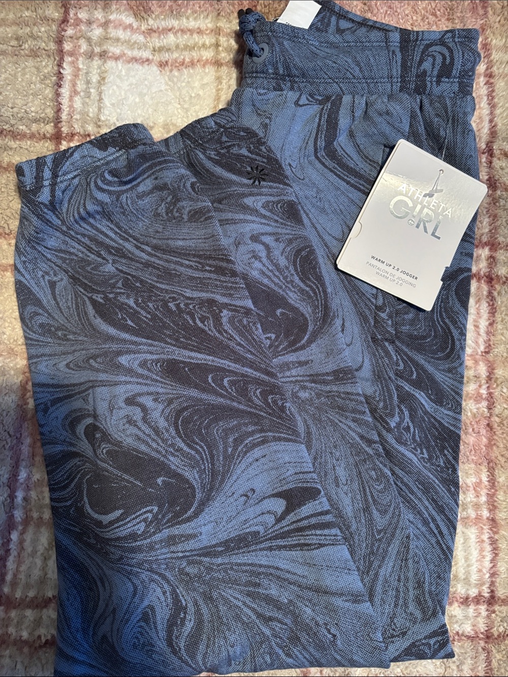 NWT Athleta girl Blue Marble-Print Joggers SZ M 8-10